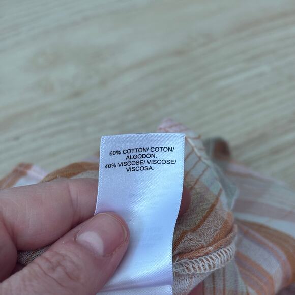 Lucky Brand Top Small Peach Blouse Tank Plaid Ruffle Flowy Rodeo Coastal Cowgirl - Picture 8 of 9